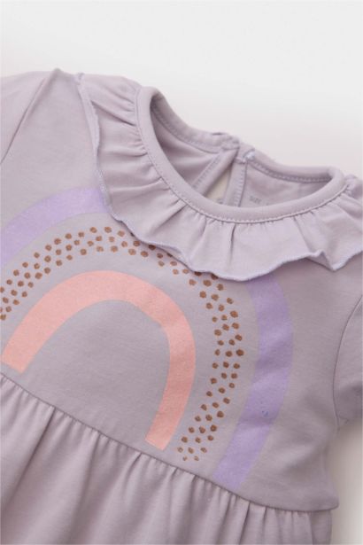 Salopette en coton peigné imprimé arc-en-ciel pour bébé fille