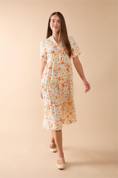 فستان ميدي تقليدي نص ردن بياخة V