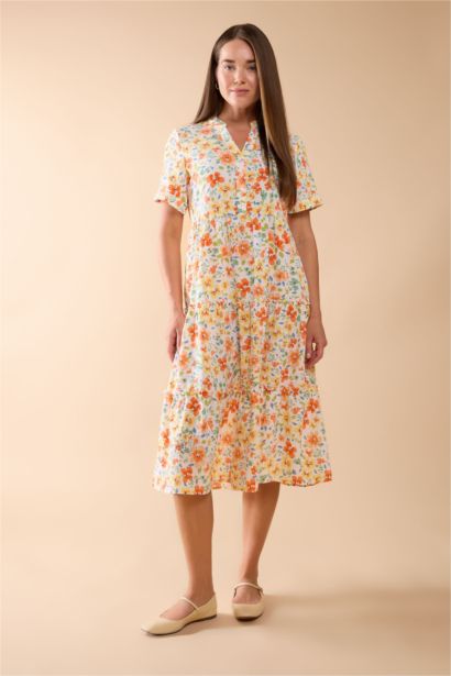 فستان ميدي تقليدي نص ردن بياخة V