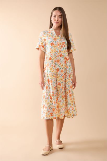 فستان ميدي تقليدي نص ردن بياخة V