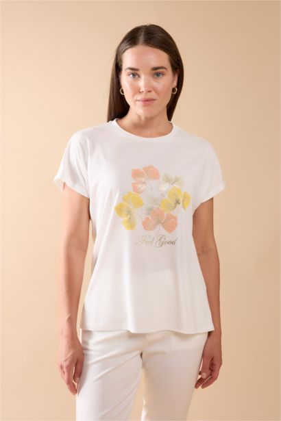 Crew Neck Floral Printed Short Sleeve T-Shirt