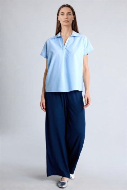 Culotte Kırışık Dokulu Pantolon