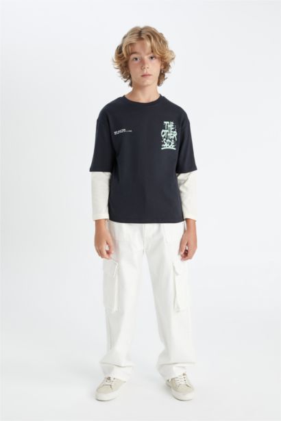 T-Shirt à Manches Longues et Col Rond pour Garçon