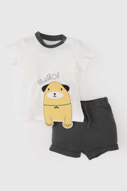 Ensemble T-shirt imprimé chien et Short pour bébé garçon