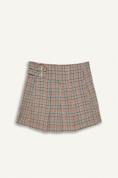 Jupe-short courte en sergé plissé à taille élastique pour fille