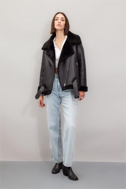 Zipper Faux Leather Jacket