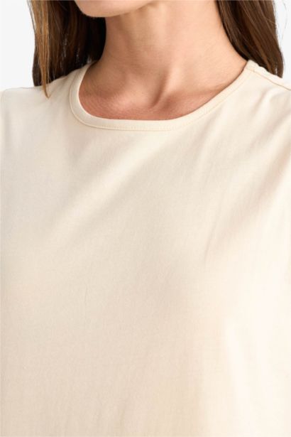 Regular Fit Crew Neck Basic Cotton Midi Dress