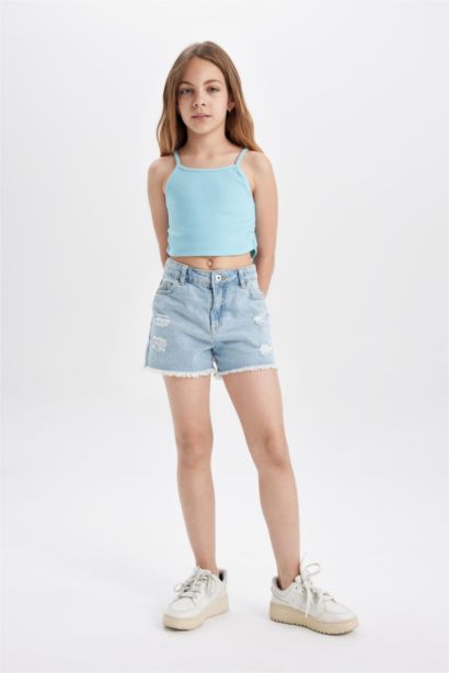 Girl Crew Neck Basic Crop Top