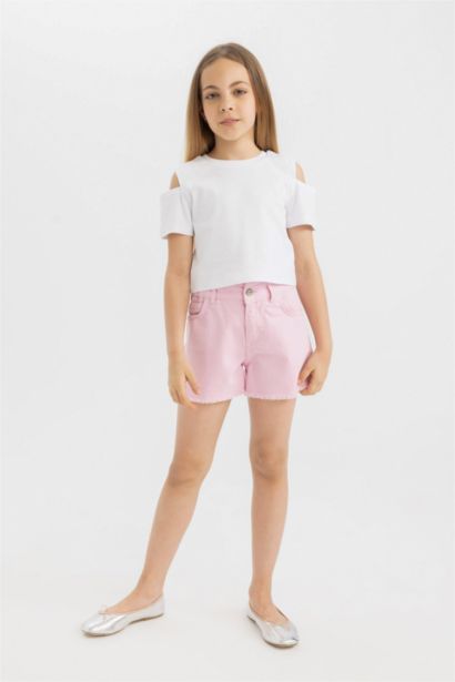 تيشيرت نص ردن بناتي سادة سليم فيت