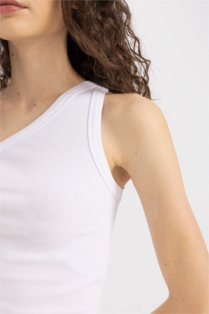 Slim Fit One Shoulder Ribbed Camisole Crop Top