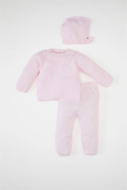 Baby Girl Pullover Pants Beanie 3 Piece Set