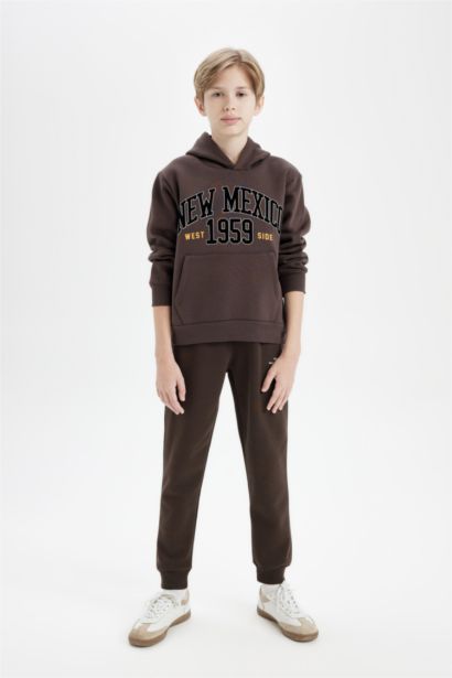 Boy Waist Tied Elastic Leg Pocket Printed Jogger Sweatpants