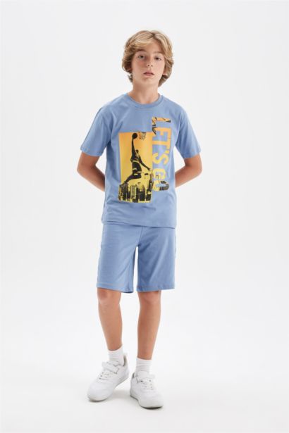Boy Printed Short Sleeve T-Shirt Shorts 2 Piece Set