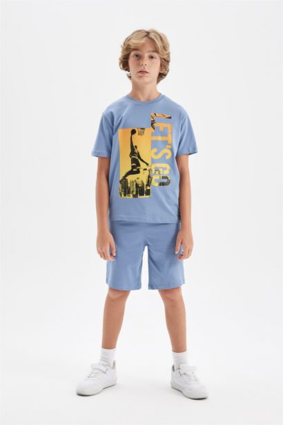 Boy Printed Short Sleeve T-Shirt Shorts 2 Piece Set