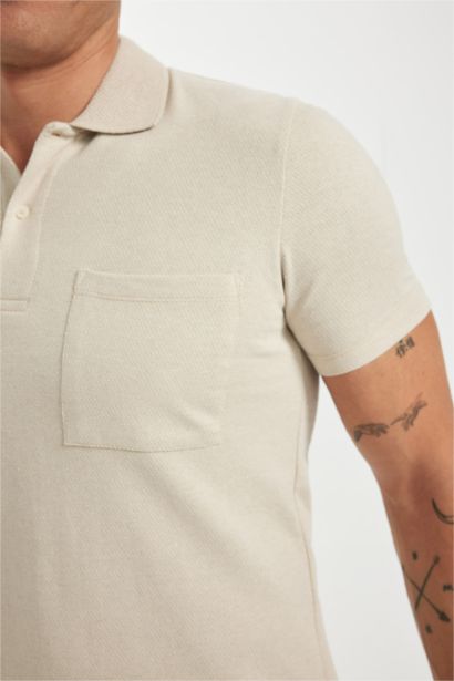 Slim Fit Dar Kesim Polo Yaka Basic Düz Kısa Kollu Tişört