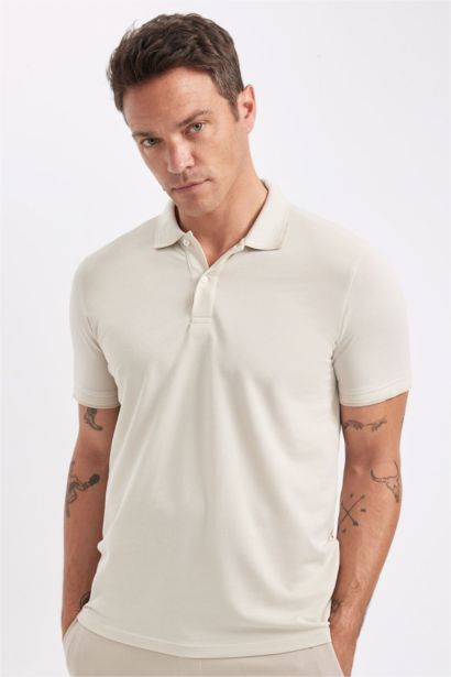 Slim Fit Dar Kesim Polo Yaka Kısa Kollu Pamuklu Tişört