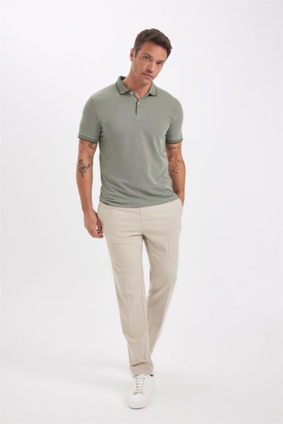 Slim Fit Dar Kesim Polo Yaka Kısa Kollu Pamuklu Tişört