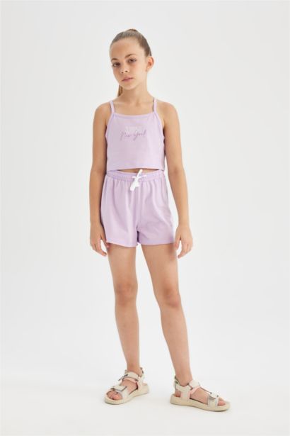 Girl Printed Tank Top Shorts 2 Piece Set