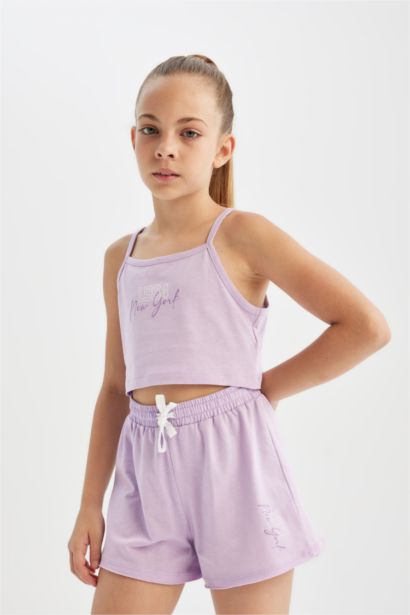 Girl Printed Tank Top Shorts 2 Piece Set