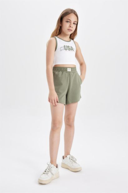 Girl Ribbed Camisole Printed T-Shirt Shorts 2 Piece Set