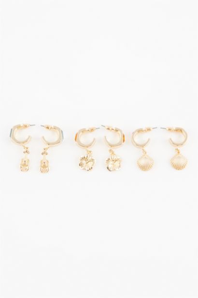 حلق ذهبي حريمي معلق - 3 قطع