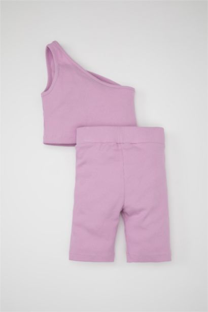 Girl Camisole One-Shoulder Blouse Leggings 2 Piece Set