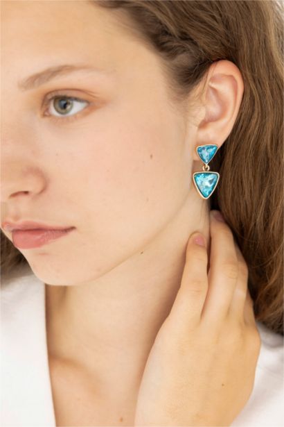 Женские висячие серьги с синими камнями