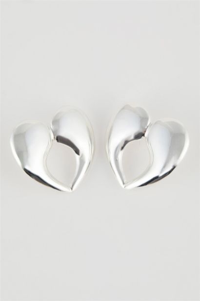 Woman Heart Silver Earring