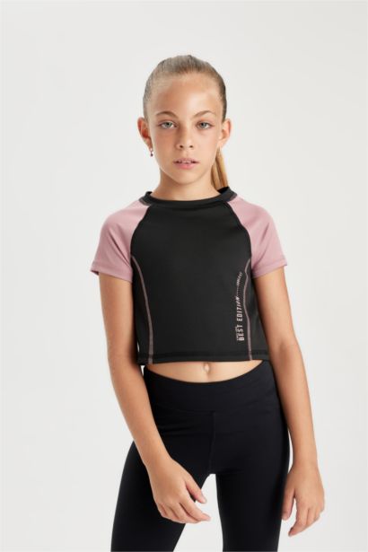 T-Shirt Slim à Manches Courtes imprimé à Col Rond pour Fille