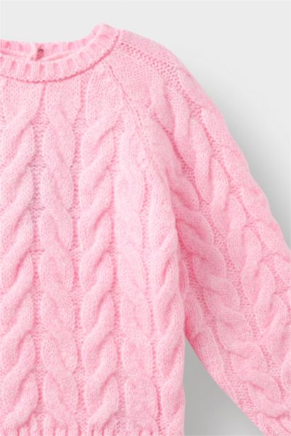 Baby Girl Crew Neck Knit Pullover