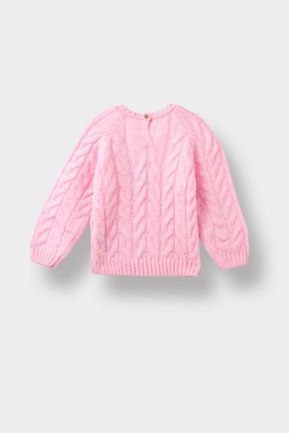 Baby Girl Crew Neck Knit Pullover