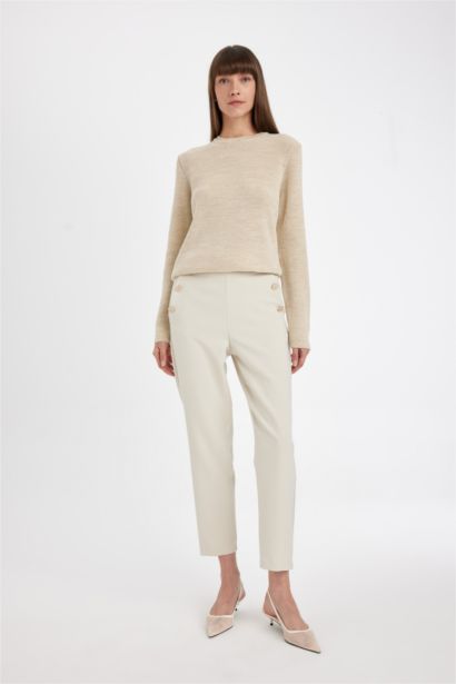 Regular Fit Crew Neck Glittery Fabric Pullover Tunic