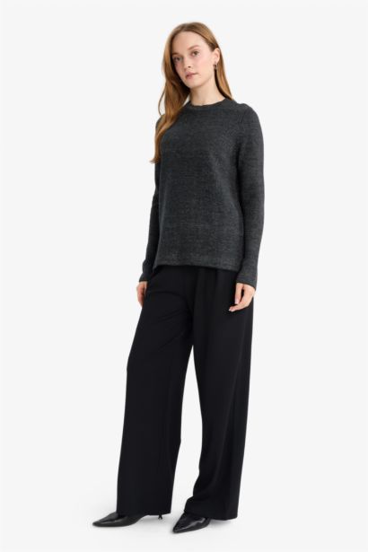 Regular Fit Glitter Fabric Knitwear Pullover