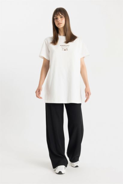 Crew Neck Printed Short Sleeve T-Shirt Tunic