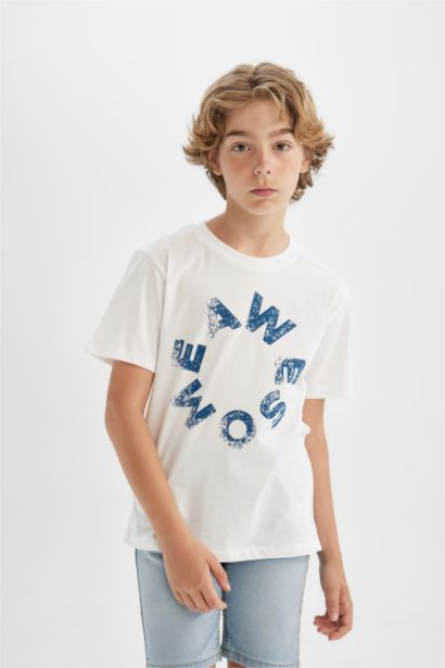 Boy Crew Neck Printed Short Sleeve T-Shirt