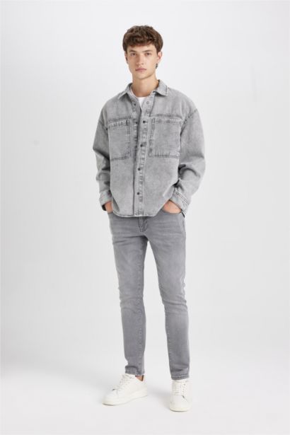 Oversize Polo Collar Cotton Long Sleeve Basic Denim Shirt