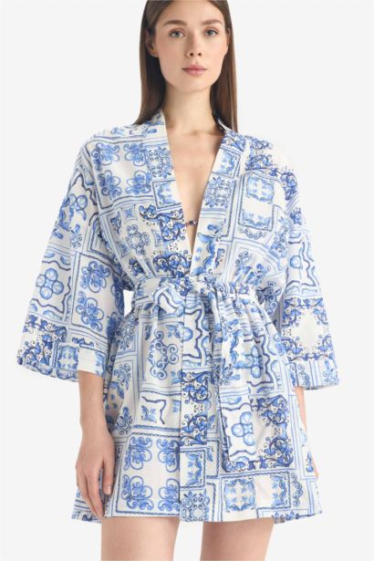 Regular Fit Printed Cotton Beachwear