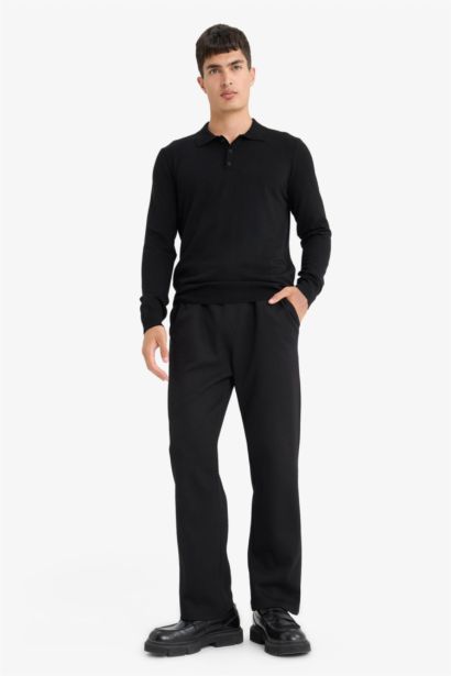 Pull en maille premium à col polo boutonné Coupe standard