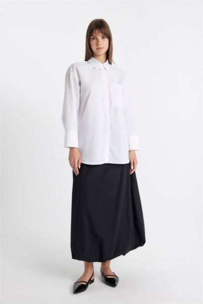 قميص طويل قصة مريحة ردن طويل