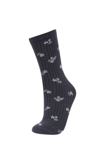 جوارب طويلة قطن نسائي فلورال - 5 قطع