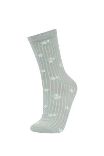 جوارب طويلة قطن نسائي فلورال - 5 قطع