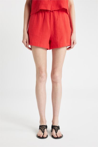 Relax Fit Muslin High Waist Short Leg Shorts