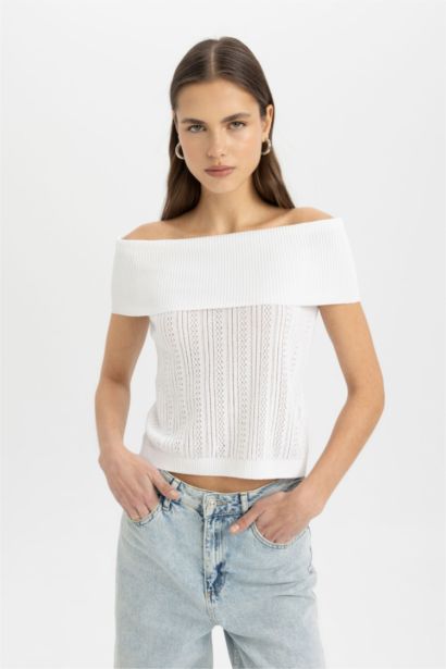 Fitted Open Shoulder Blouse