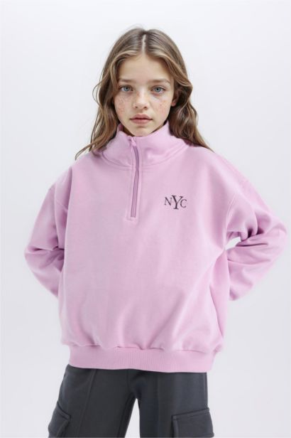 Sweat-shirt imprimé Coupe décontractée à demi-fermeture éclair