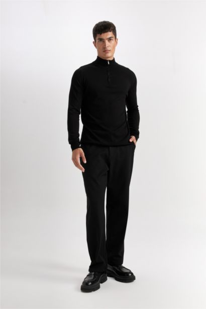 Standard Fit Half Zipper Soft Textured Premium Knitwear Pullover