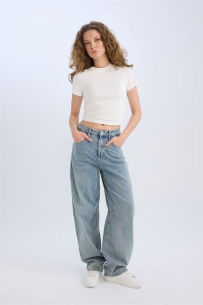 Baggy Fit High Waist Long Jeans