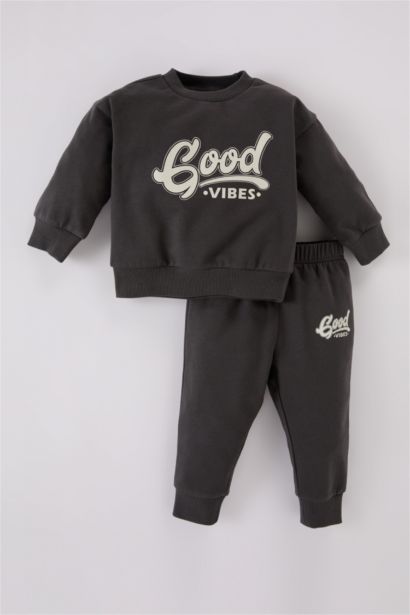 Baby Boy Printed Sweatshirt Sweatpants 2 Piece Set
