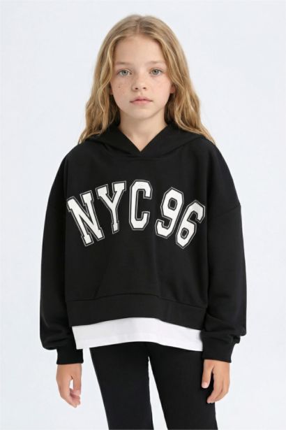 Girl Printed Hooded Sweatshirt Leggings 2 Piece Set