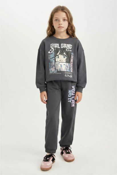 Girl Printed Elastic Waist Pocket Jogger Sweatpants