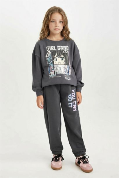 Girl Printed Elastic Waist Pocket Jogger Sweatpants